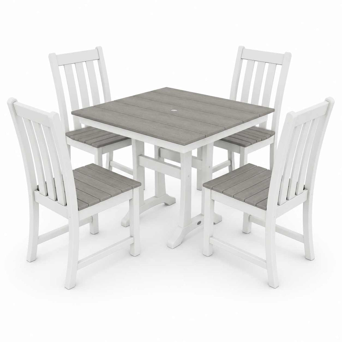 POLYWOOD® Vineyard 5-Piece Farmhouse Trestle Side Chair Select Accents Dining Set - PWS642-1