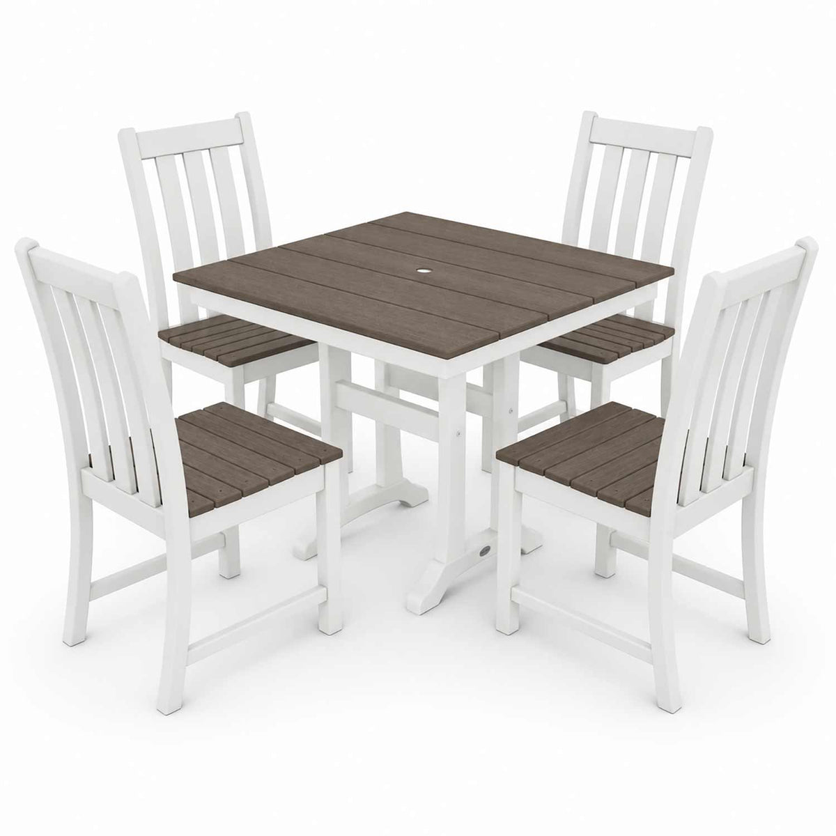 POLYWOOD® Vineyard 5-Piece Farmhouse Trestle Side Chair Select Accents Dining Set - PWS642-1