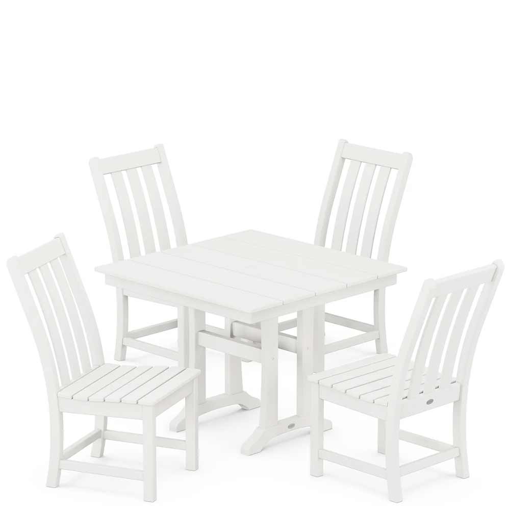 POLYWOOD® Vineyard 5-Piece Farmhouse Trestle Side Chair Dining Set - PWS642-1