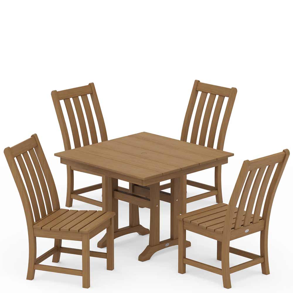 POLYWOOD® Vineyard 5-Piece Farmhouse Trestle Side Chair Dining Set - PWS642-1