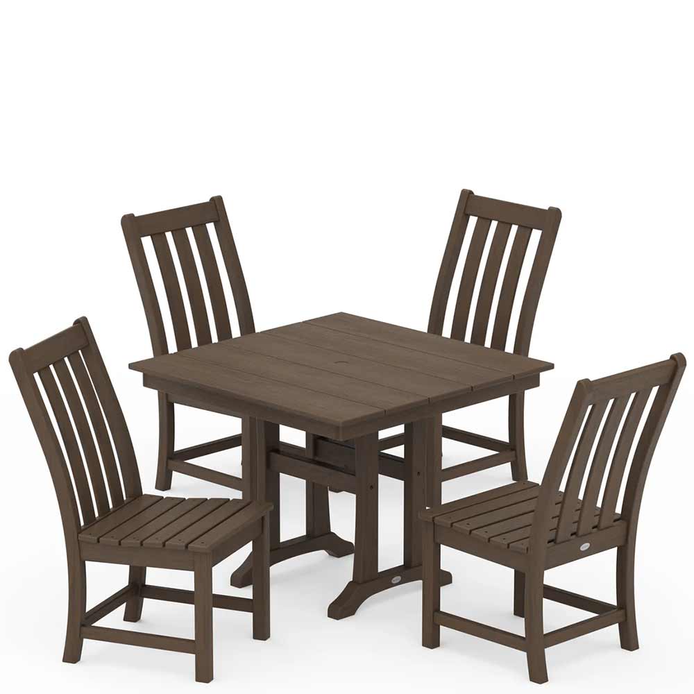 POLYWOOD® Vineyard 5-Piece Farmhouse Trestle Side Chair Dining Set - PWS642-1