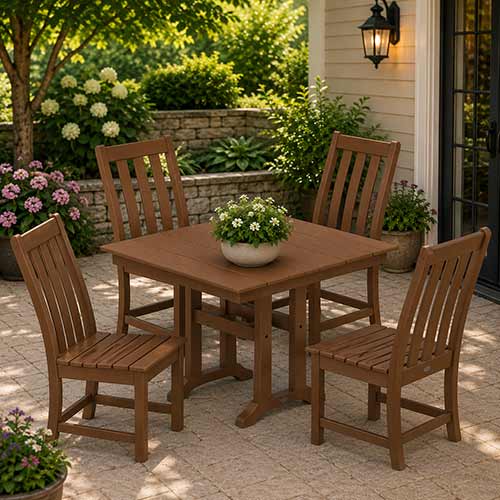 POLYWOOD® Vineyard 5-Piece Farmhouse Trestle Side Chair Dining Set - PWS642-1