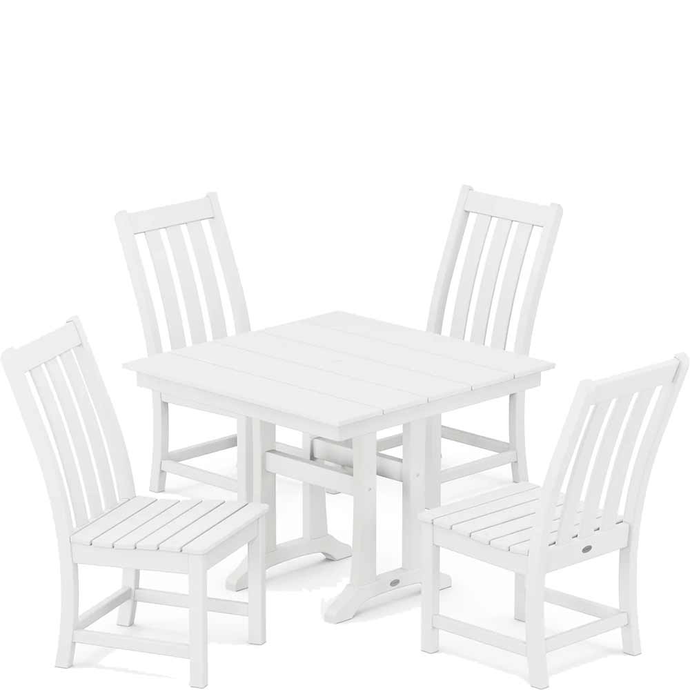 POLYWOOD® Vineyard 5-Piece Farmhouse Trestle Side Chair Dining Set - PWS642-1 Dining Set POLYWOOD®