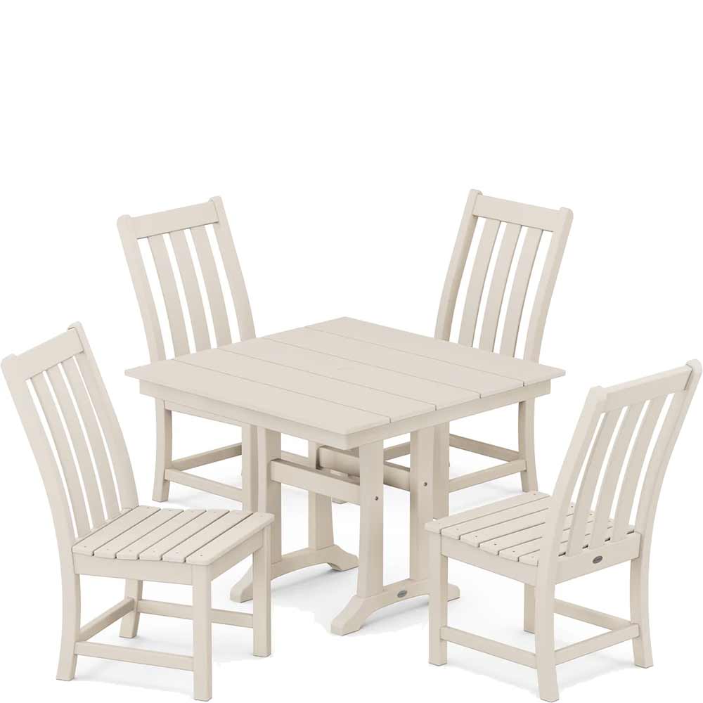 POLYWOOD® Vineyard 5-Piece Farmhouse Trestle Side Chair Dining Set - PWS642-1 Dining Set POLYWOOD®