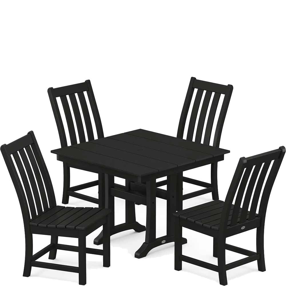 POLYWOOD® Vineyard 5-Piece Farmhouse Trestle Side Chair Dining Set - PWS642-1 Dining Set POLYWOOD®