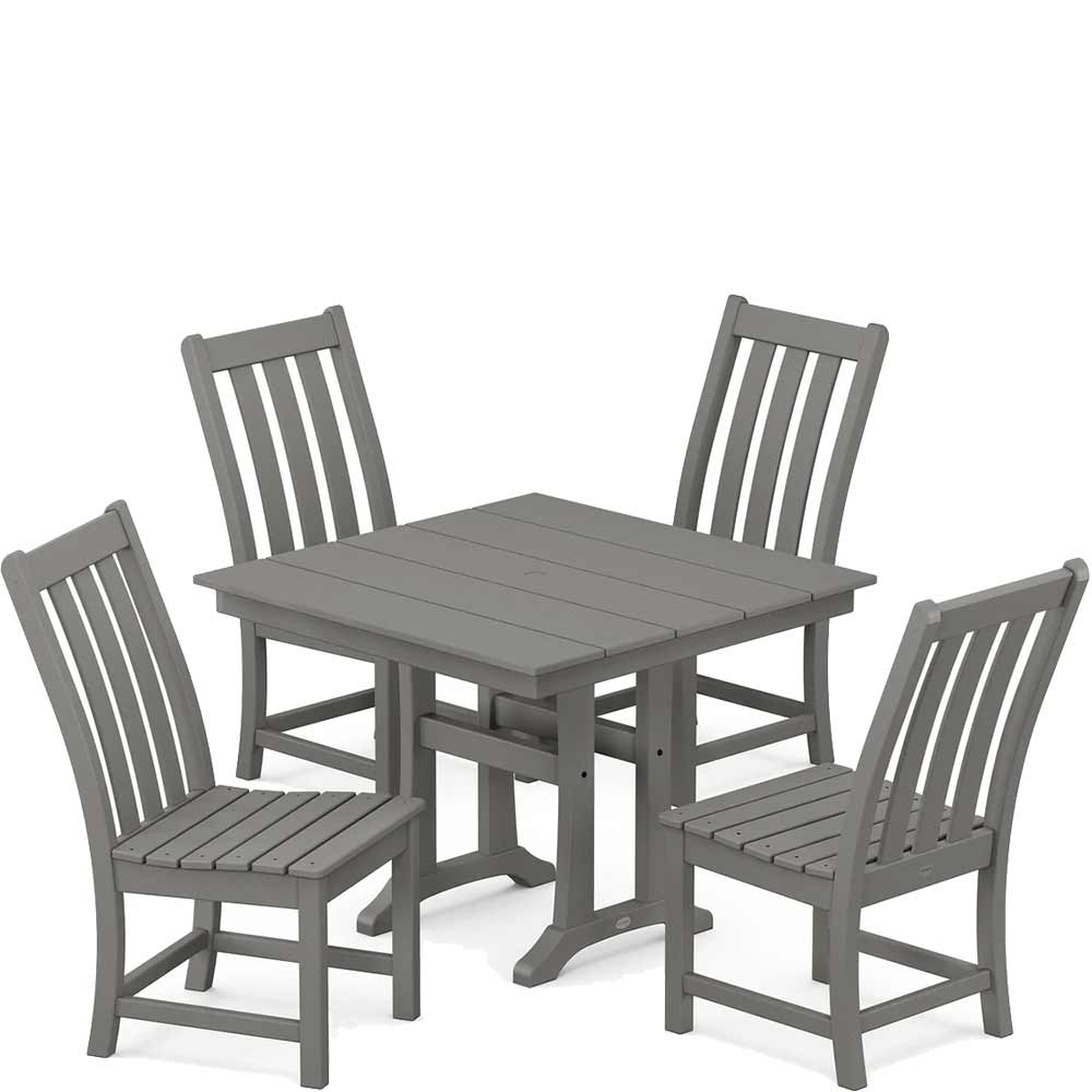 POLYWOOD® Vineyard 5-Piece Farmhouse Trestle Side Chair Dining Set - PWS642-1