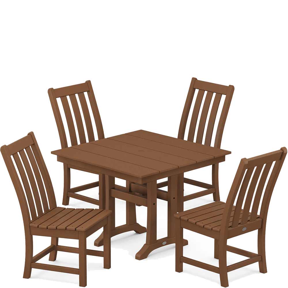 POLYWOOD® Vineyard 5-Piece Farmhouse Trestle Side Chair Dining Set - PWS642-1 Dining Set POLYWOOD®
