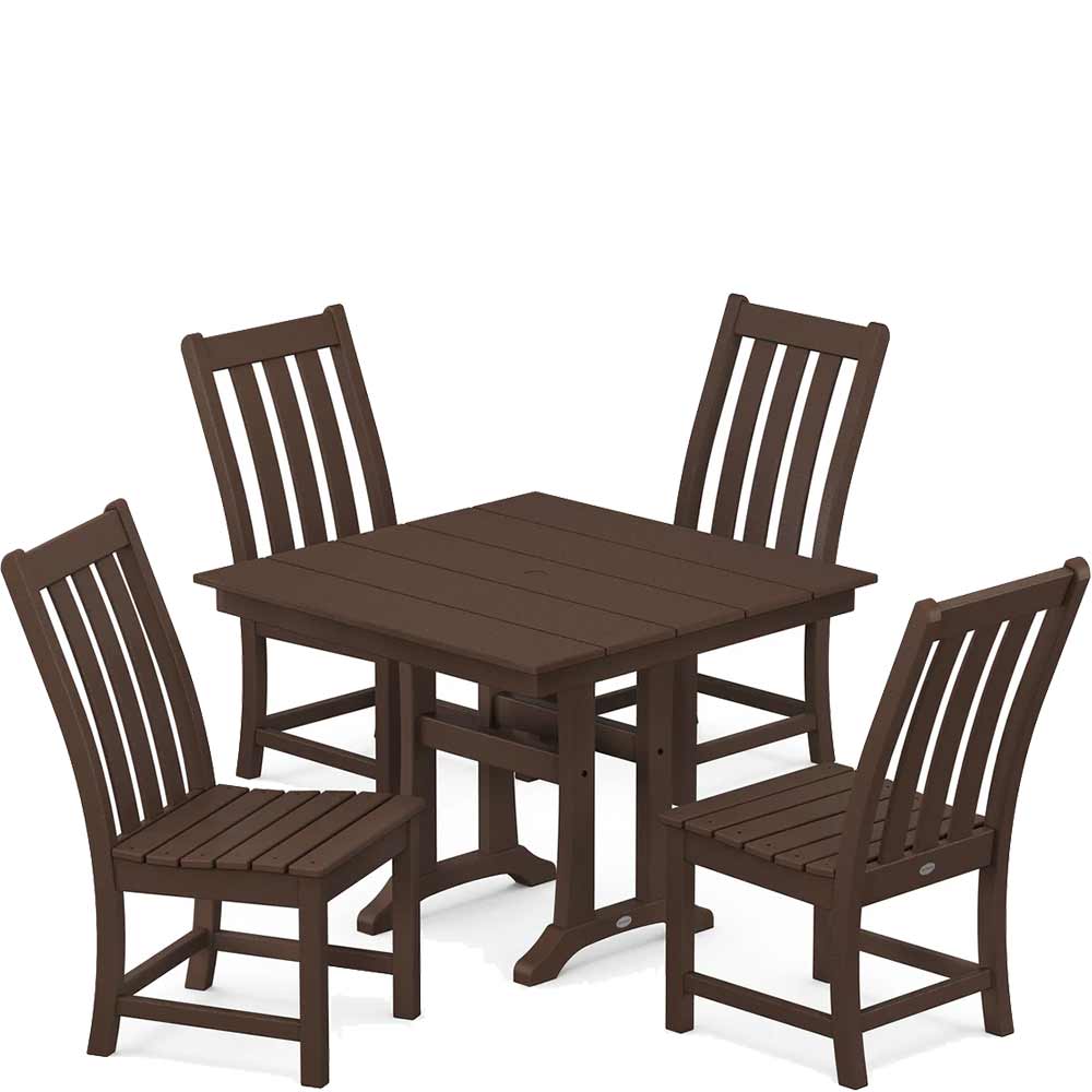 POLYWOOD® Vineyard 5-Piece Farmhouse Trestle Side Chair Dining Set - PWS642-1 Dining Set POLYWOOD®