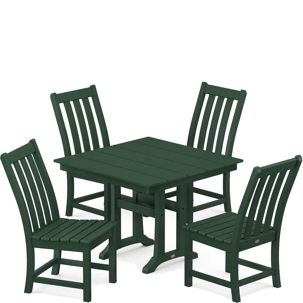 POLYWOOD® Vineyard 5-Piece Farmhouse Trestle Side Chair Dining Set - PWS642-1 Dining Set POLYWOOD®
