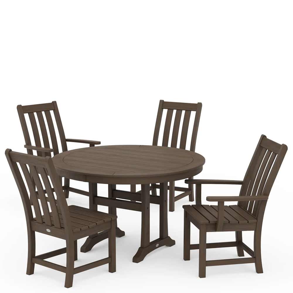 POLYWOOD® Vineyard 5-Piece Nautical Trestle Dining Set - PWS346-1