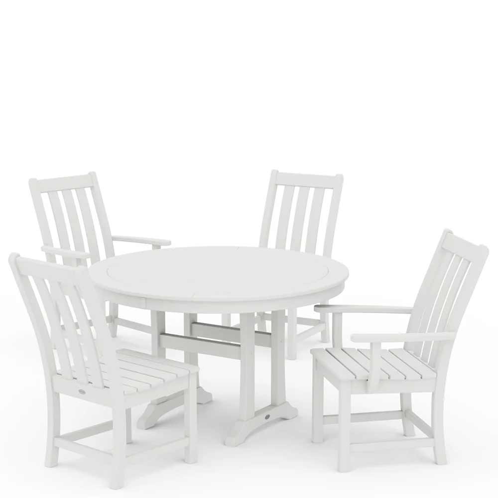 POLYWOOD® Vineyard 5-Piece Nautical Trestle Dining Set - PWS346-1