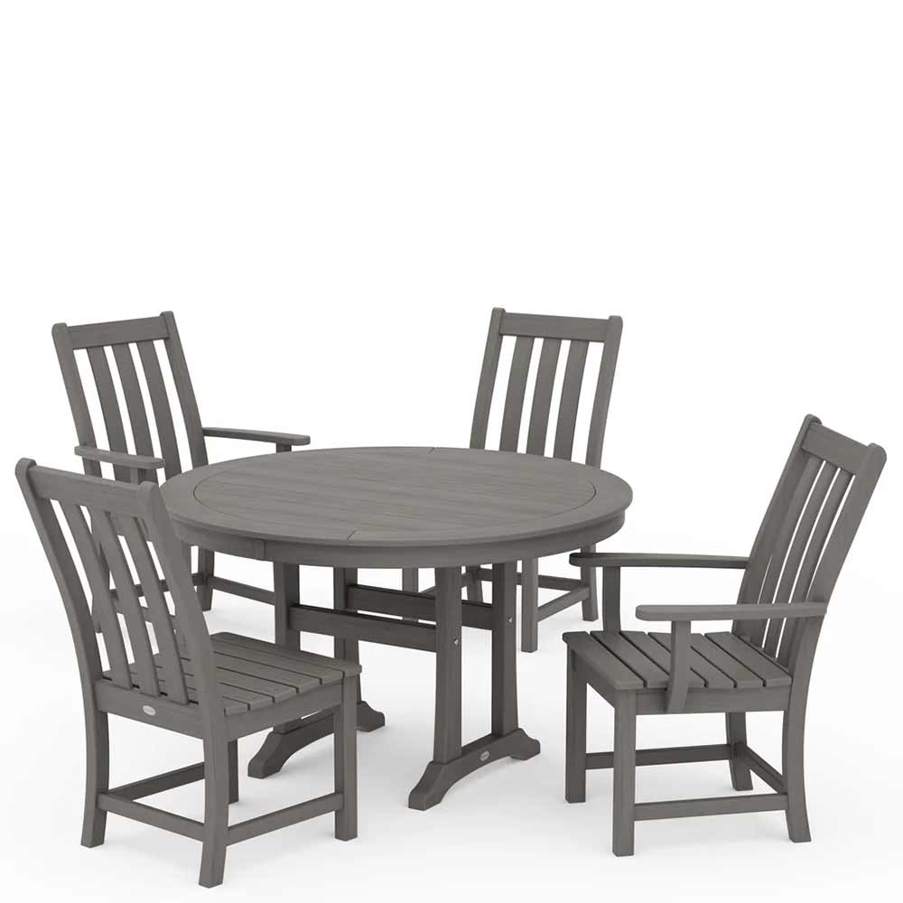 POLYWOOD® Vineyard 5-Piece Nautical Trestle Dining Set - PWS346-1