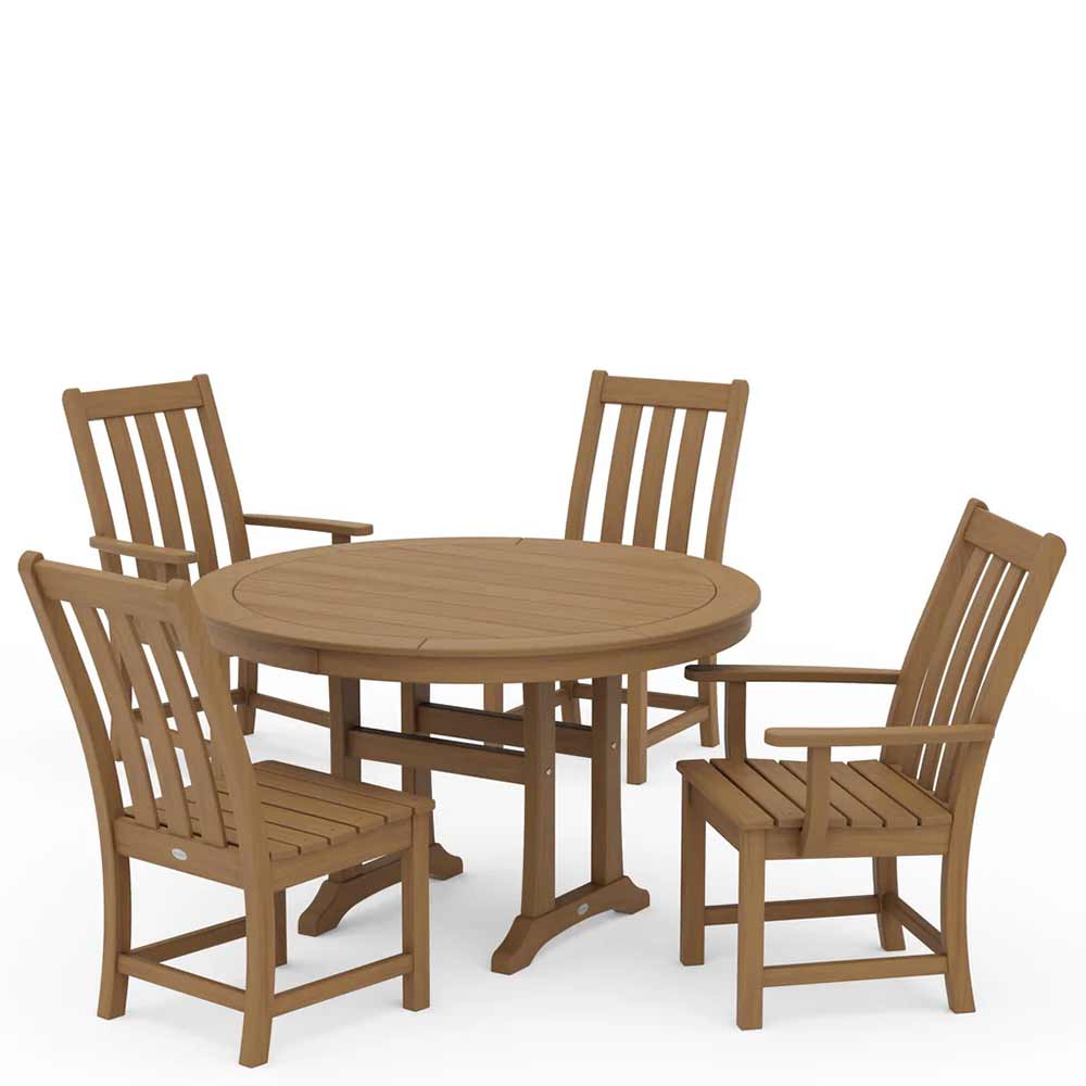 POLYWOOD® Vineyard 5-Piece Nautical Trestle Dining Set - PWS346-1