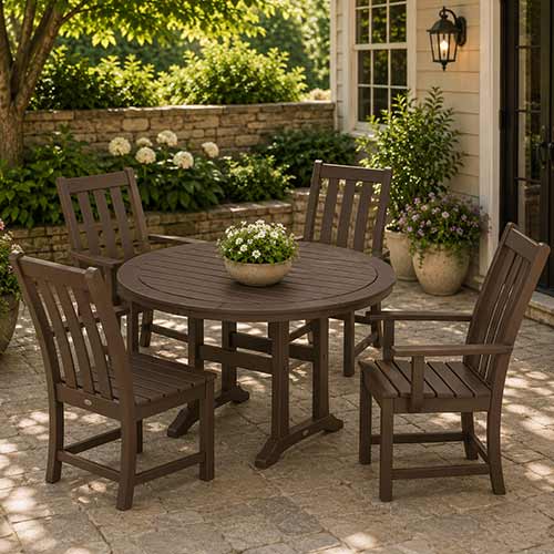 POLYWOOD® Vineyard 5-Piece Nautical Trestle Dining Set - PWS346-1