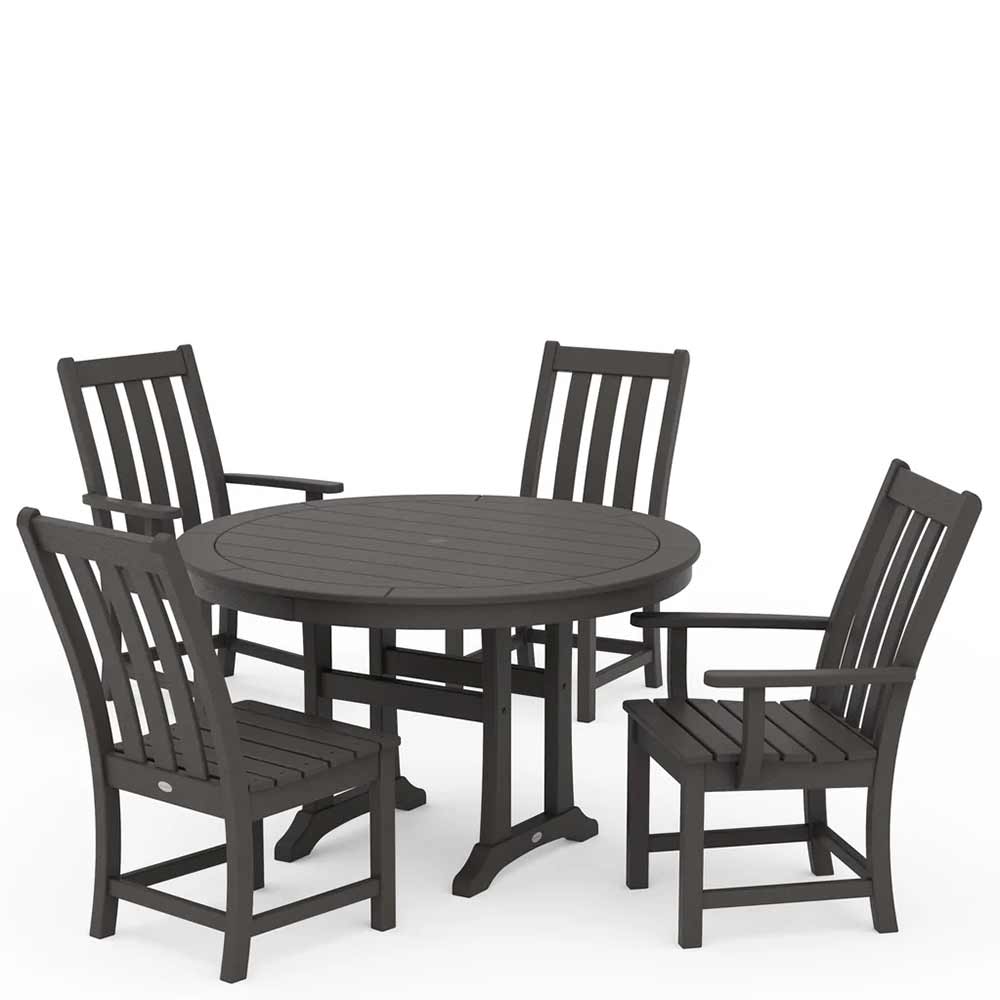 POLYWOOD® Vineyard 5-Piece Nautical Trestle Dining Set - PWS346-1