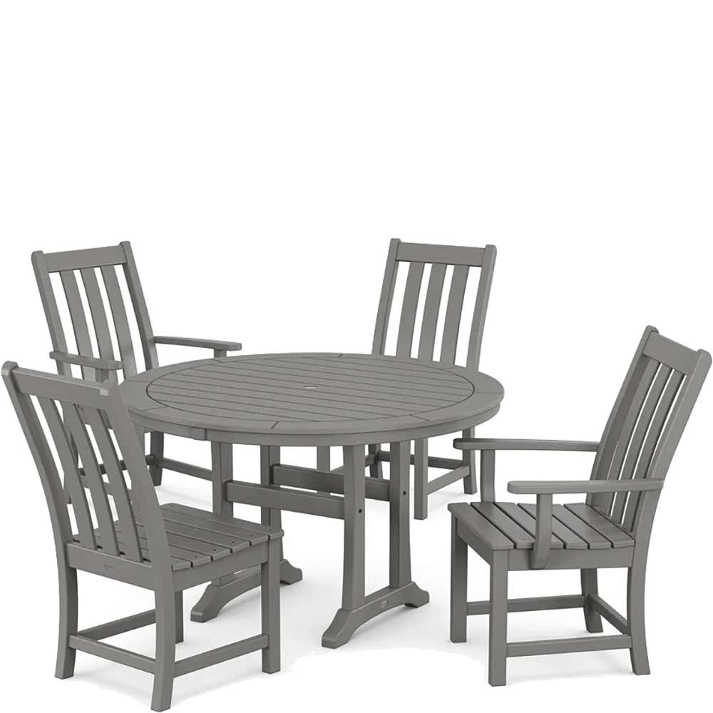 POLYWOOD® Vineyard 5-Piece Nautical Trestle Dining Set - PWS346-1