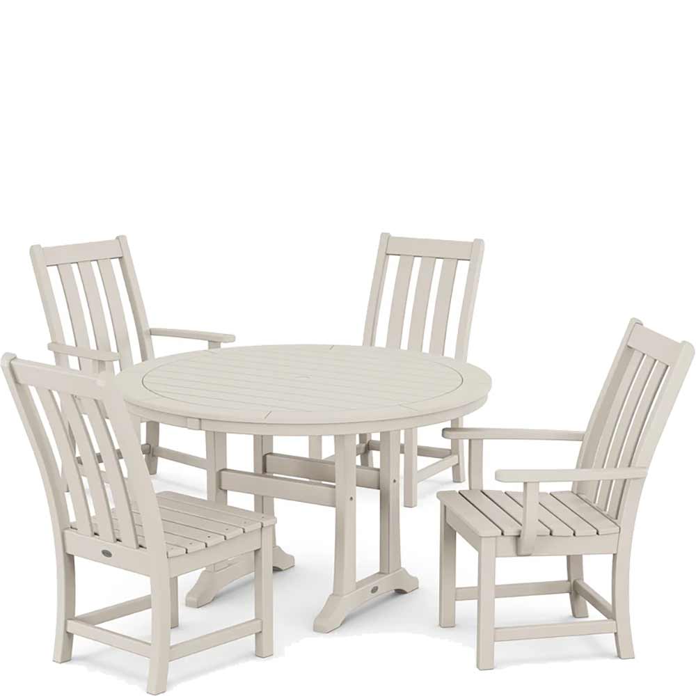POLYWOOD® Vineyard 5-Piece Nautical Trestle Dining Set - PWS346-1 Dining Set POLYWOOD®