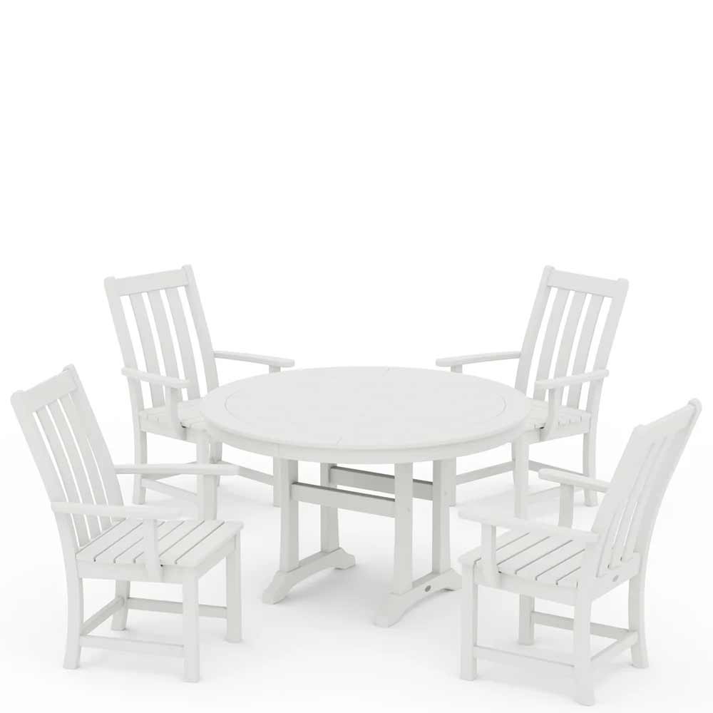 POLYWOOD® Vineyard 5-Piece Round Dining Set with Trestle Legs - PWS347-1