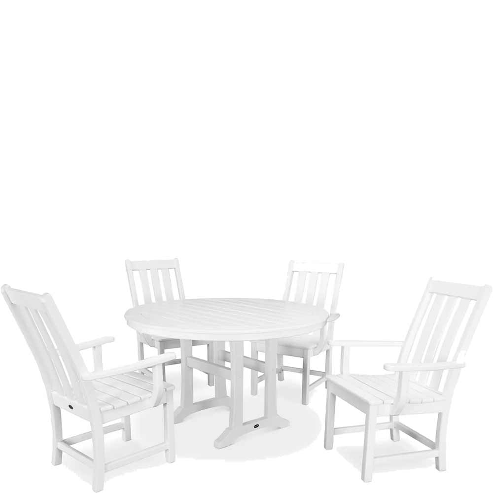 POLYWOOD® Vineyard 5-Piece Round Dining Set with Trestle Legs - PWS347-1 Dining Set POLYWOOD®