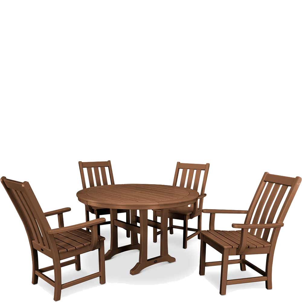 POLYWOOD® Vineyard 5-Piece Round Dining Set with Trestle Legs - PWS347-1 Dining Set POLYWOOD®
