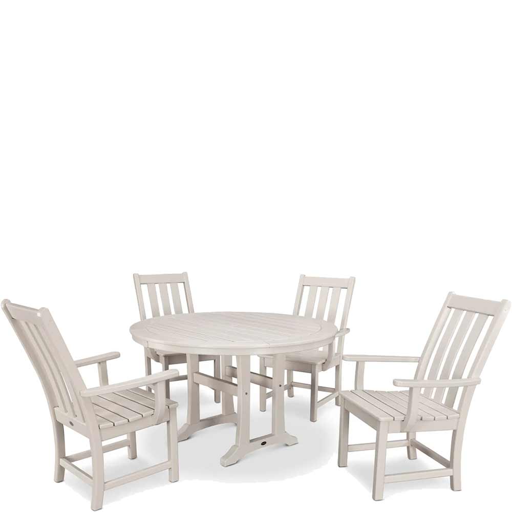 POLYWOOD® Vineyard 5-Piece Round Dining Set with Trestle Legs - PWS347-1 Dining Set POLYWOOD®