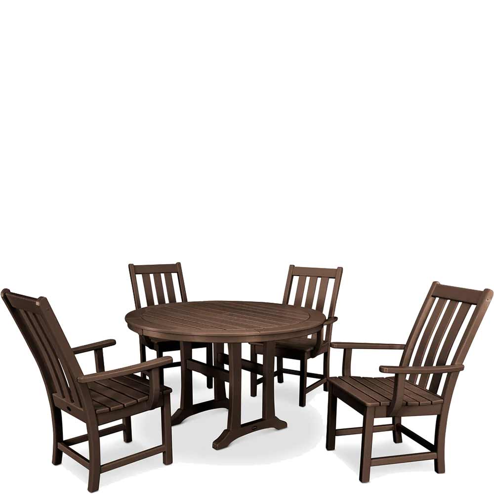 POLYWOOD® Vineyard 5-Piece Round Dining Set with Trestle Legs - PWS347-1 Dining Set POLYWOOD®
