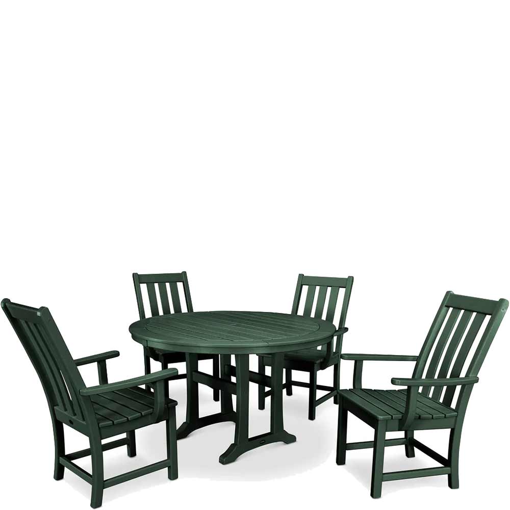 POLYWOOD® Vineyard 5-Piece Round Dining Set with Trestle Legs - PWS347-1 Dining Set POLYWOOD®