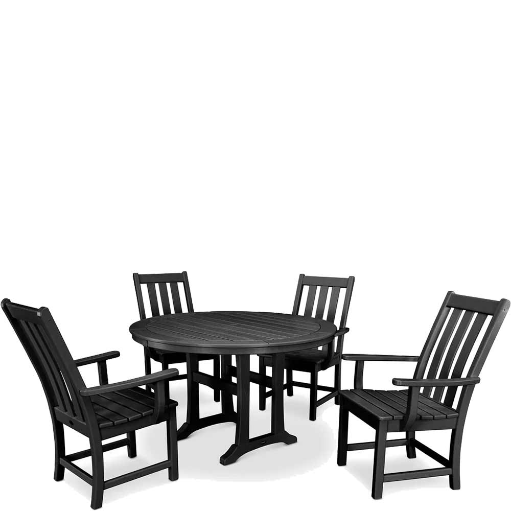 POLYWOOD® Vineyard 5-Piece Round Dining Set with Trestle Legs - PWS347-1 Dining Set POLYWOOD®