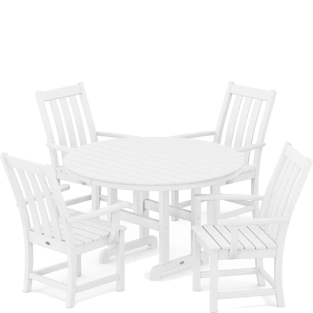 POLYWOOD® Vineyard 5-Piece Round Farmhouse Dining Set - PWS651-1 Dining Set POLYWOOD®