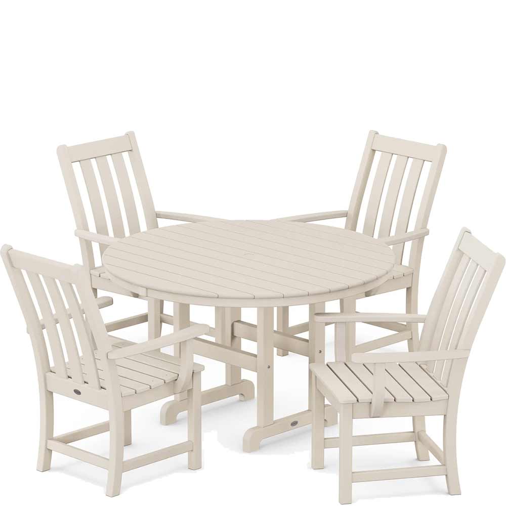 POLYWOOD® Vineyard 5-Piece Round Farmhouse Dining Set - PWS651-1 Dining Set POLYWOOD®