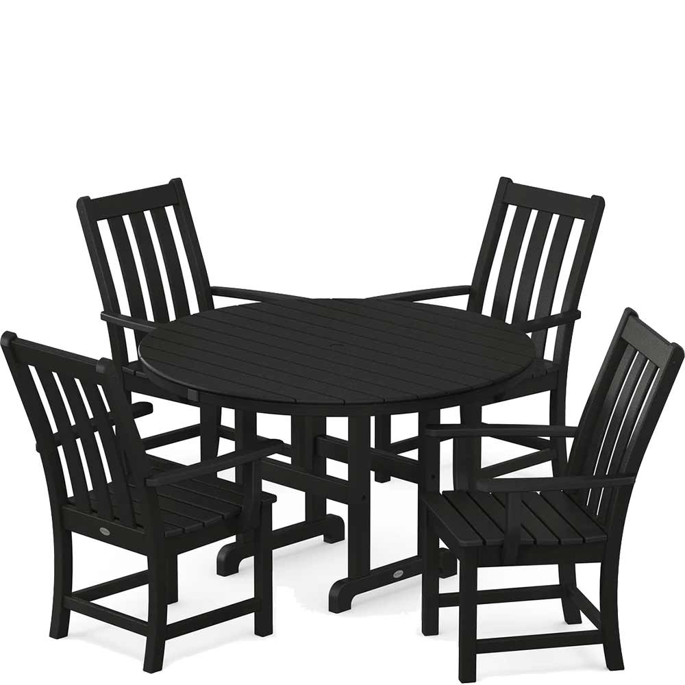 POLYWOOD® Vineyard 5-Piece Round Farmhouse Dining Set - PWS651-1 Dining Set POLYWOOD®