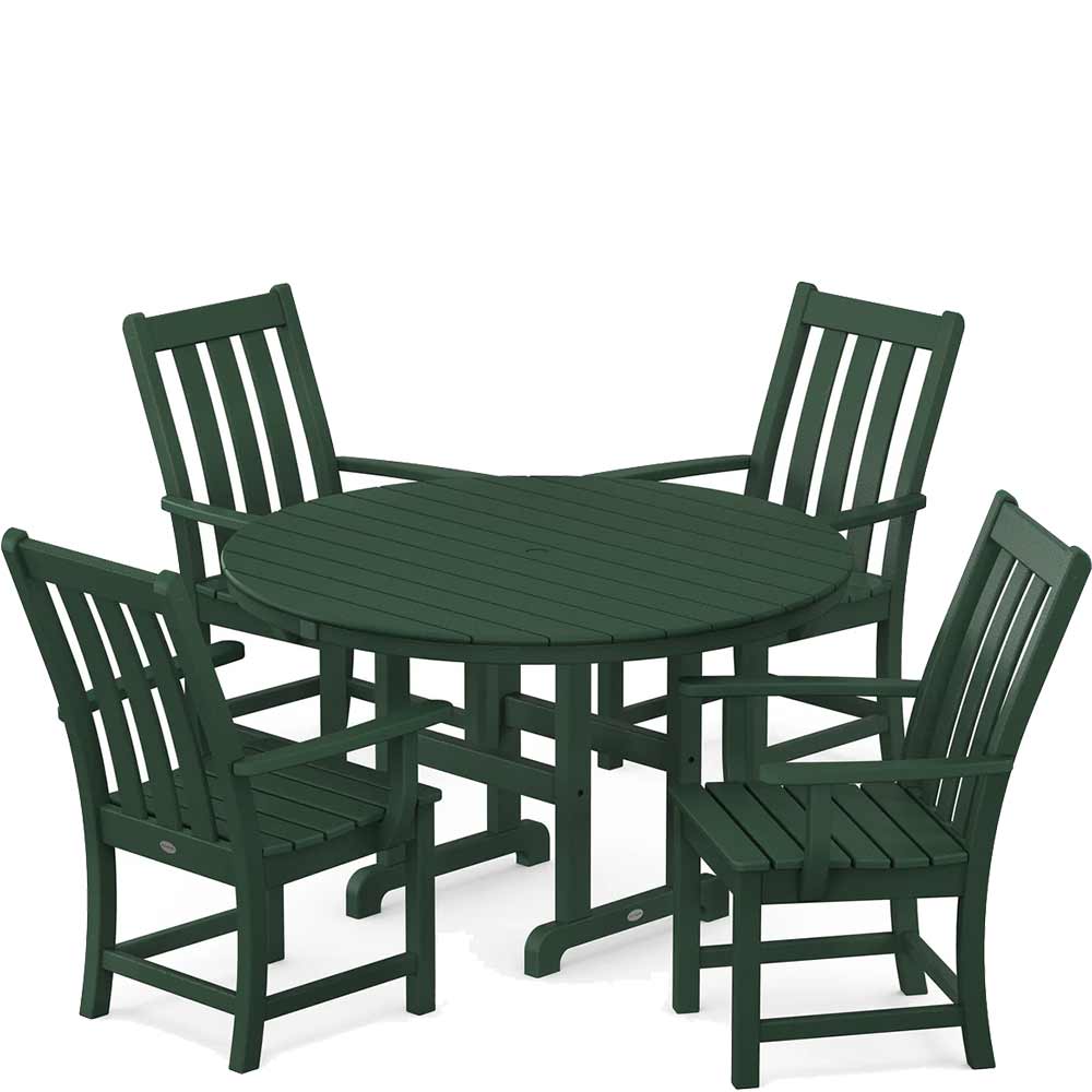 POLYWOOD® Vineyard 5-Piece Round Farmhouse Dining Set - PWS651-1 Dining Set POLYWOOD®