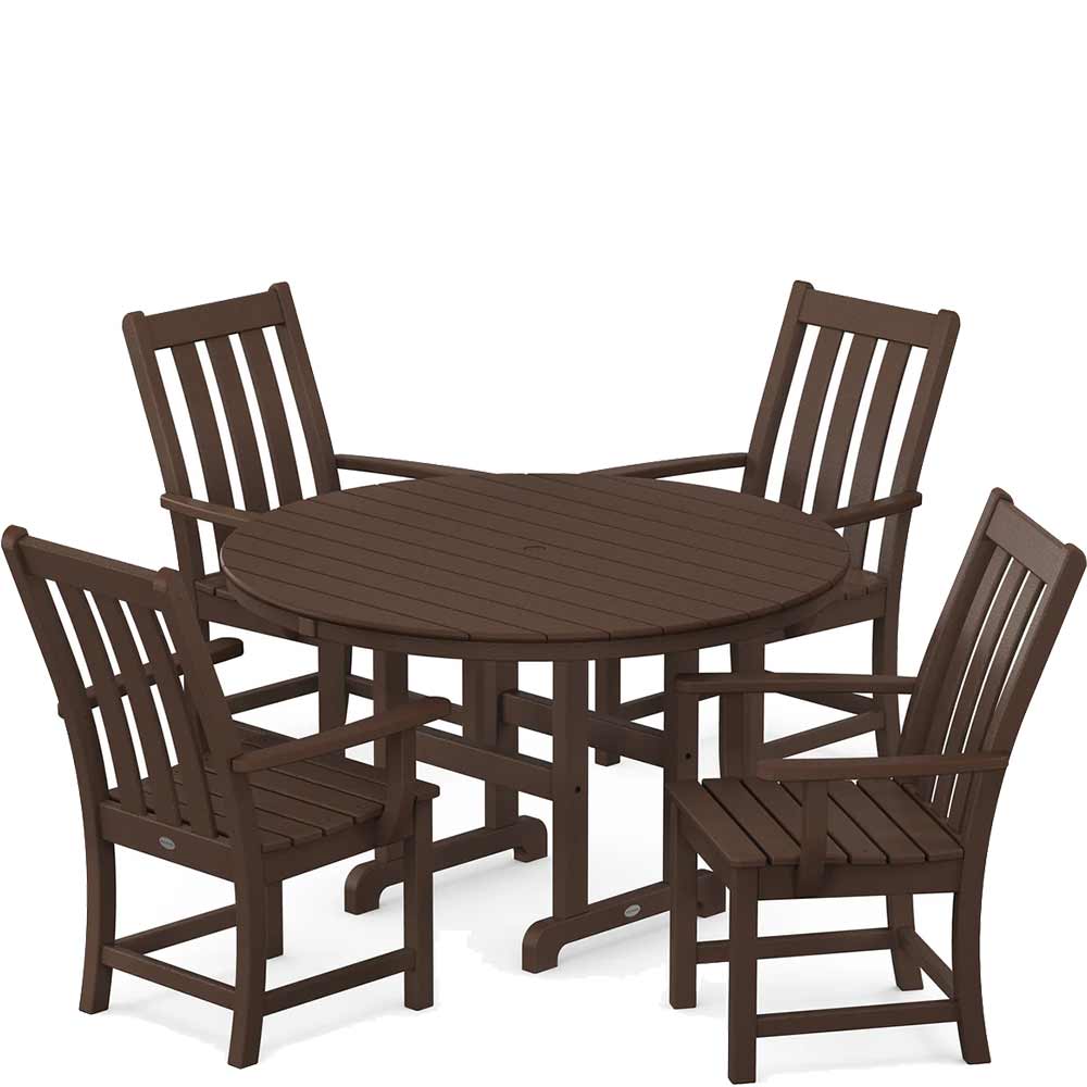 POLYWOOD® Vineyard 5-Piece Round Farmhouse Dining Set - PWS651-1 Dining Set POLYWOOD®