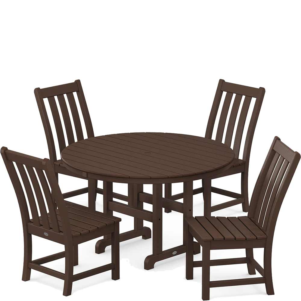 POLYWOOD® Vineyard 5-Piece Round Farmhouse Side Chair Dining Set - PWS649-1 Dining Set POLYWOOD®