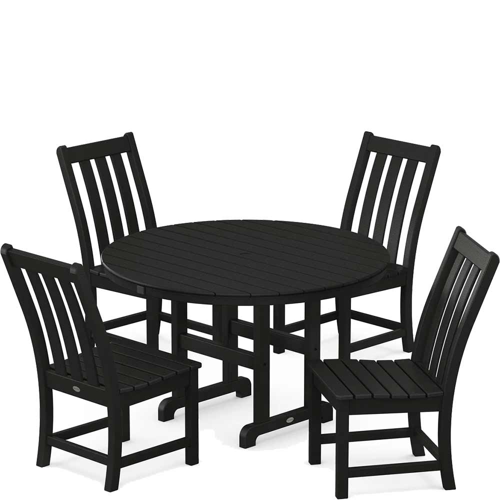 POLYWOOD® Vineyard 5-Piece Round Farmhouse Side Chair Dining Set - PWS649-1 Dining Set POLYWOOD®