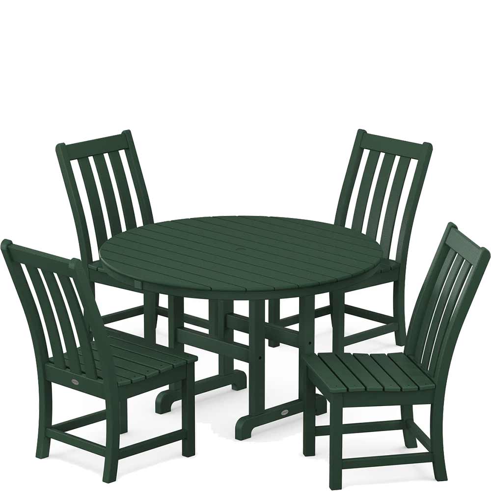 POLYWOOD® Vineyard 5-Piece Round Farmhouse Side Chair Dining Set - PWS649-1 Dining Set POLYWOOD®