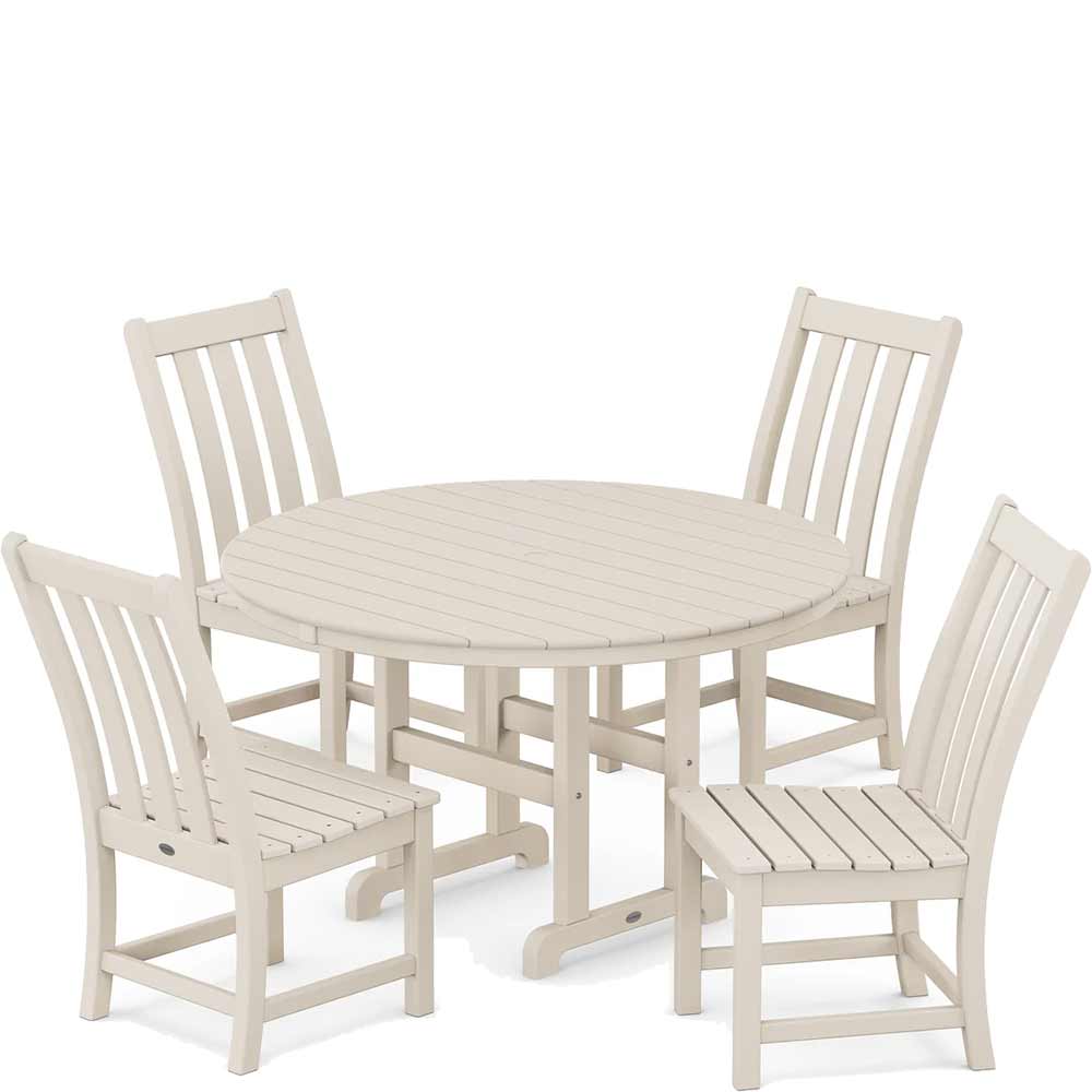POLYWOOD® Vineyard 5-Piece Round Farmhouse Side Chair Dining Set - PWS649-1 Dining Set POLYWOOD®