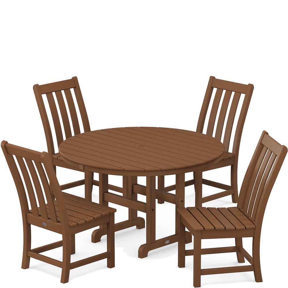 POLYWOOD® Vineyard 5-Piece Round Farmhouse Side Chair Dining Set - PWS649-1 Dining Set POLYWOOD®