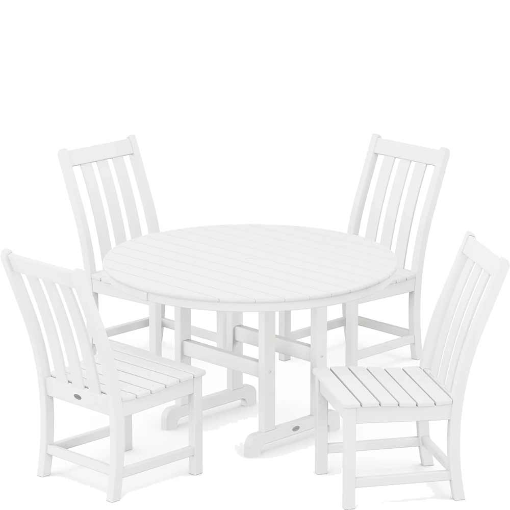 POLYWOOD® Vineyard 5-Piece Round Farmhouse Side Chair Dining Set - PWS649-1 Dining Set POLYWOOD®