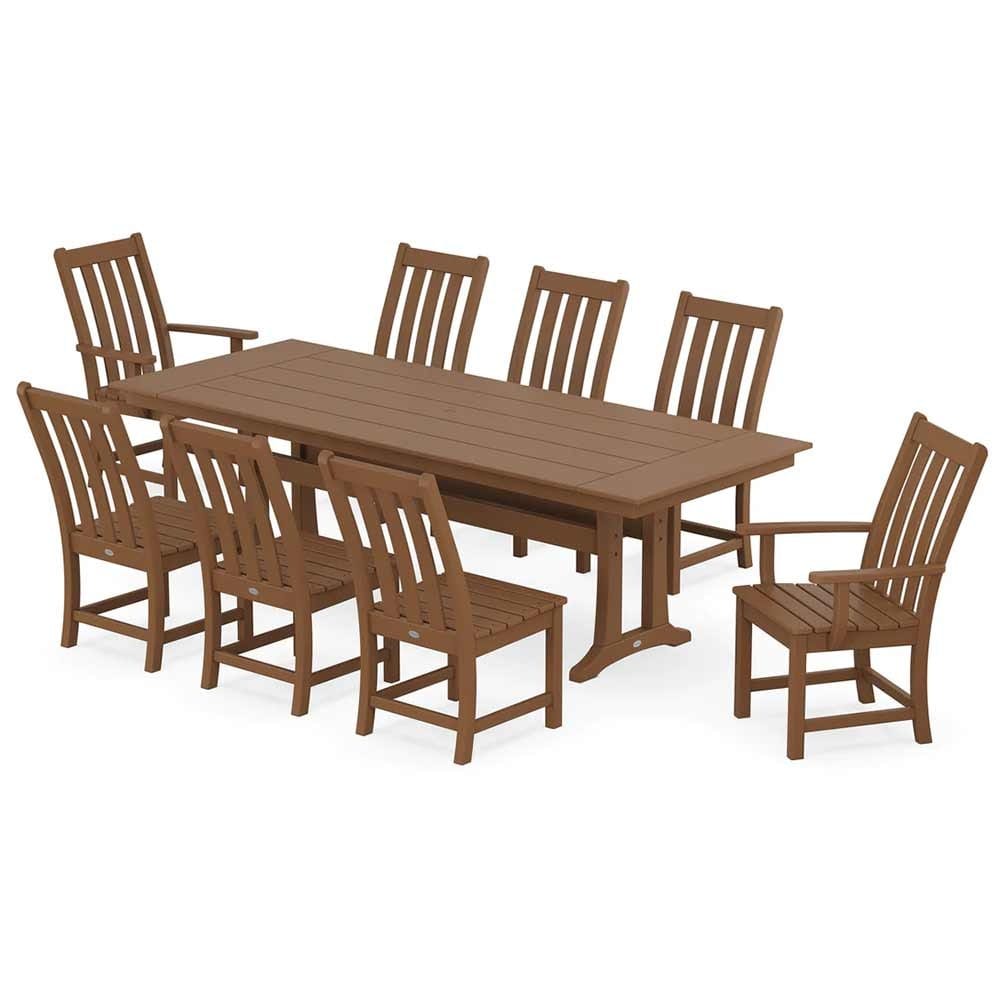 POLYWOOD® Vineyard 9-Piece Farmhouse Dining Set with Trestle Legs - PWS1432-1 Dining Set POLYWOOD®
