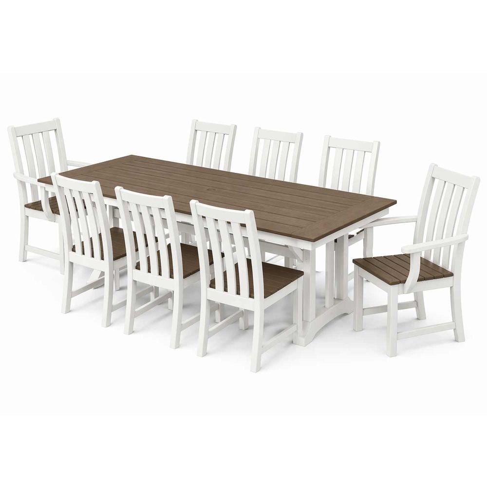 POLYWOOD® Vineyard 9-Piece Farmhouse Select Accent Dining Set with Trestle Legs - PWS1432-1