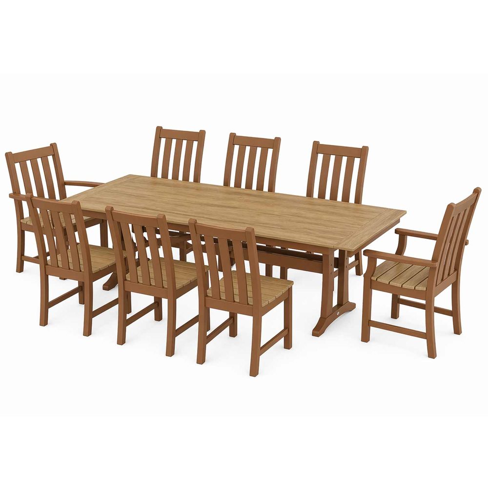 POLYWOOD® Vineyard 9-Piece Farmhouse Select Accent Dining Set with Trestle Legs - PWS1432-1