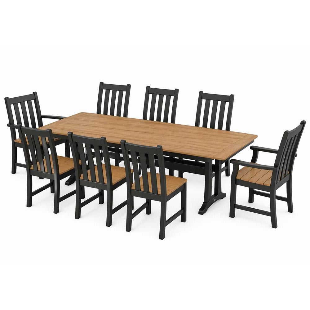 POLYWOOD® Vineyard 9-Piece Farmhouse Select Accent Dining Set with Trestle Legs - PWS1432-1