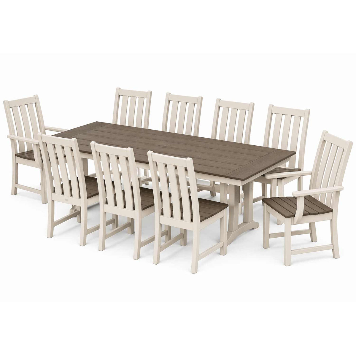 POLYWOOD® Vineyard 9-Piece Farmhouse Select Accent Dining Set with Trestle Legs - PWS1432-1