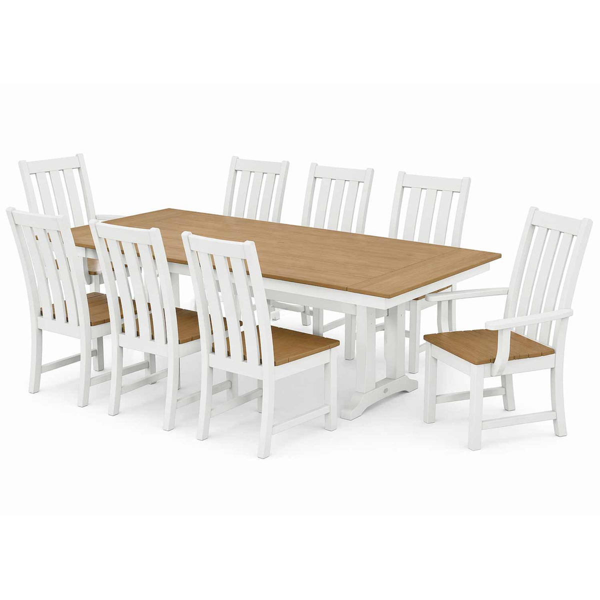 POLYWOOD® Vineyard 9-Piece Farmhouse Select Accent Dining Set with Trestle Legs - PWS1432-1