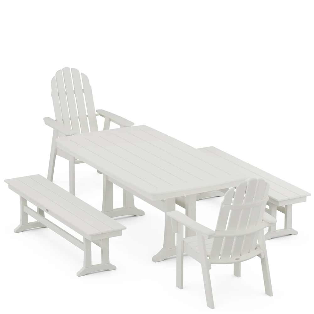 POLYWOOD® Vineyard Adirondack 5-Piece Dining Set with Trestle Legs - PWS1066-1