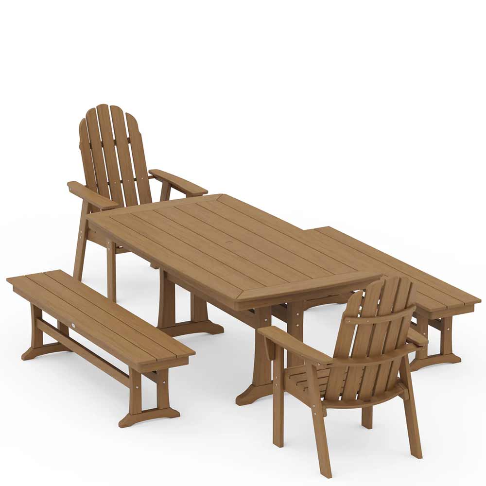 POLYWOOD® Vineyard Adirondack 5-Piece Dining Set with Trestle Legs - PWS1066-1