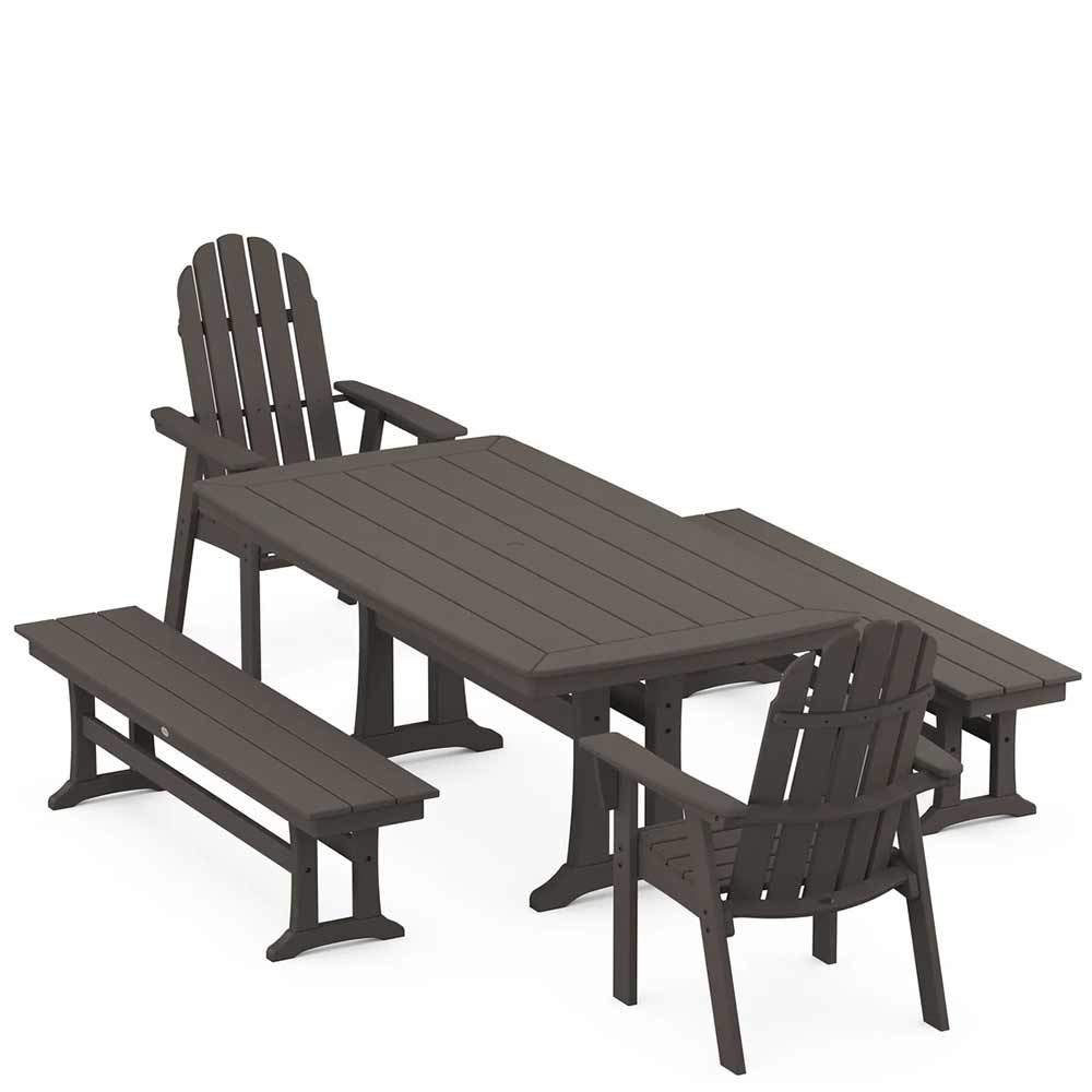POLYWOOD® Vineyard Adirondack 5-Piece Dining Set with Trestle Legs - PWS1066-1