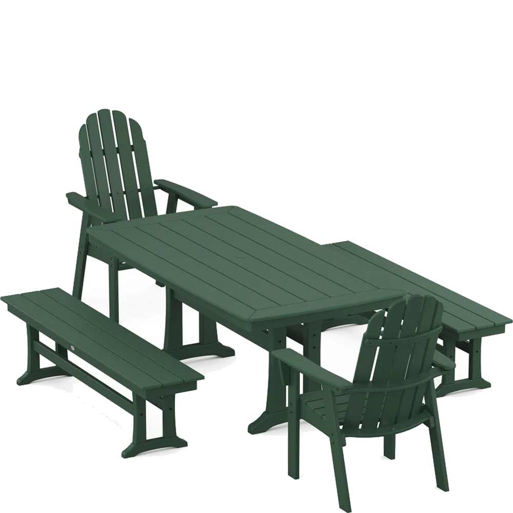 POLYWOOD® Vineyard Adirondack 5-Piece Dining Set with Trestle Legs - PWS1066-1 Dining Set POLYWOOD®
