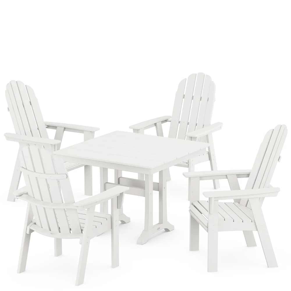 POLYWOOD® Vineyard Adirondack 5-Piece Farmhouse Dining Set With Trestle Legs - PWS958-1